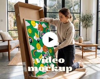 Mockup met geanimeerde lijst | Minimalistische unboxing-scène (MP4 + PSD)