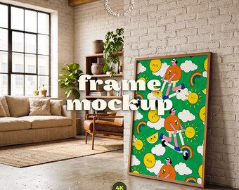 Vertical Wall Art Mockup | 4K Frame Mockup (PSD + JPG)