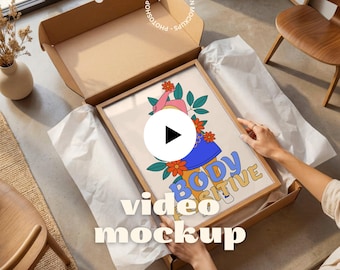 Animated Video Frame Mockup | Unboxing Scene (PSD + MP4)
