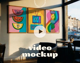 Animiertes Multiple Frame Video Mockup: Minimalistisches Holz, natürliches Licht (PSD .mp4)