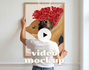 Mockup geanimeerde muurkunst | Video met verticaal frame (PSD + MP4)