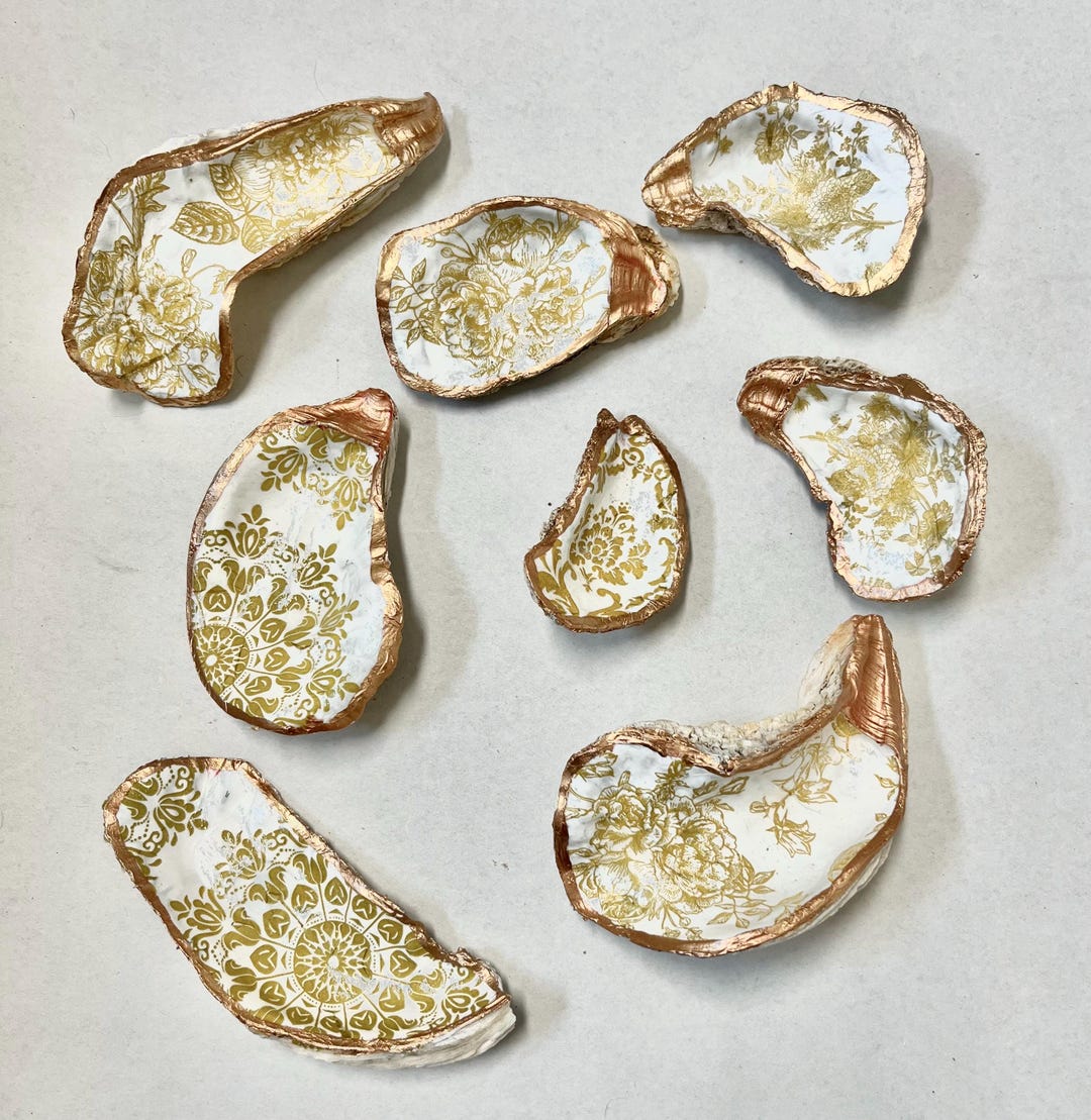 Shell Pattern Gold Vintage Gold Floral and Medallion Patterned Oyster Shells - Etsy