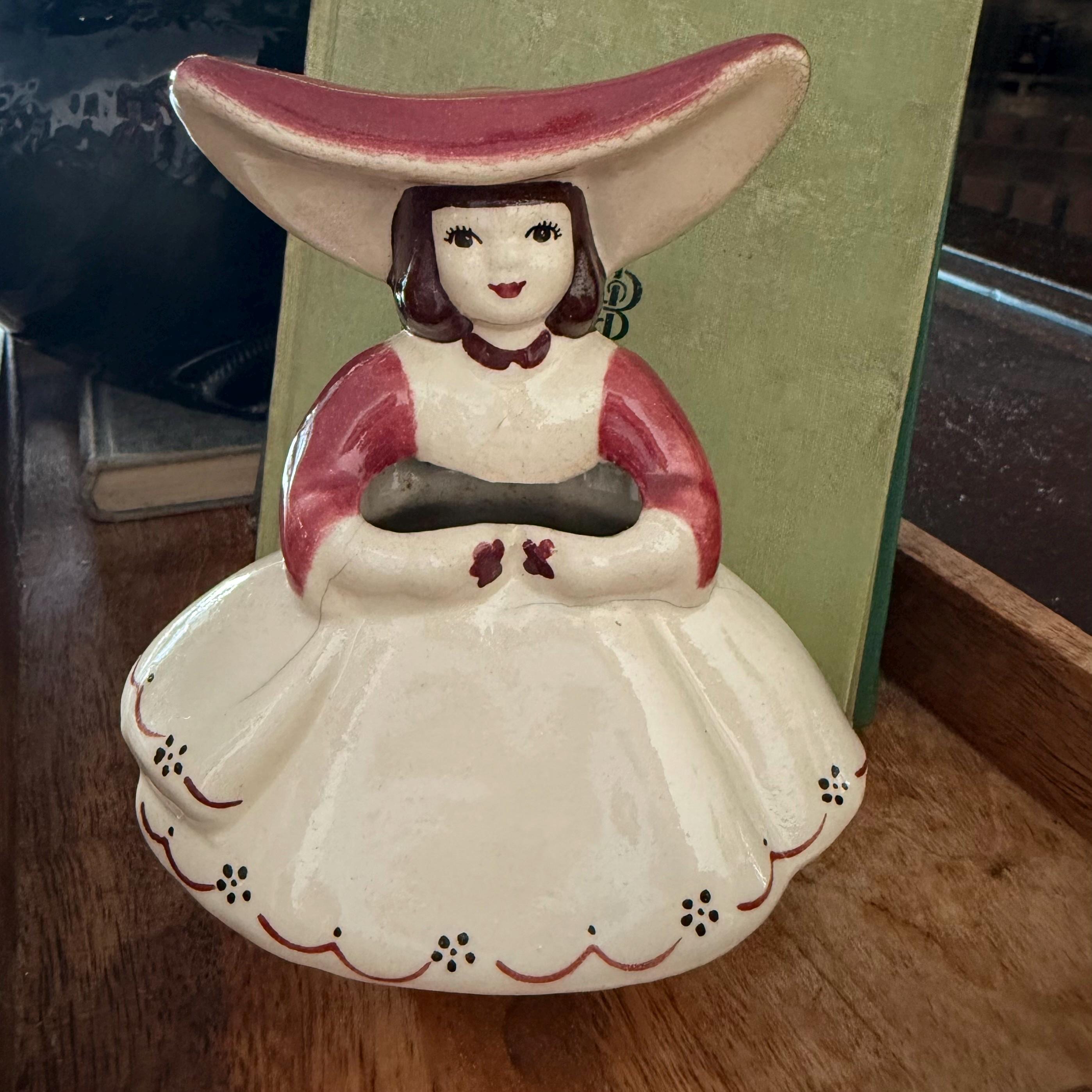Girl in Red Dress Ceramic Figurine Vintage - Etsy