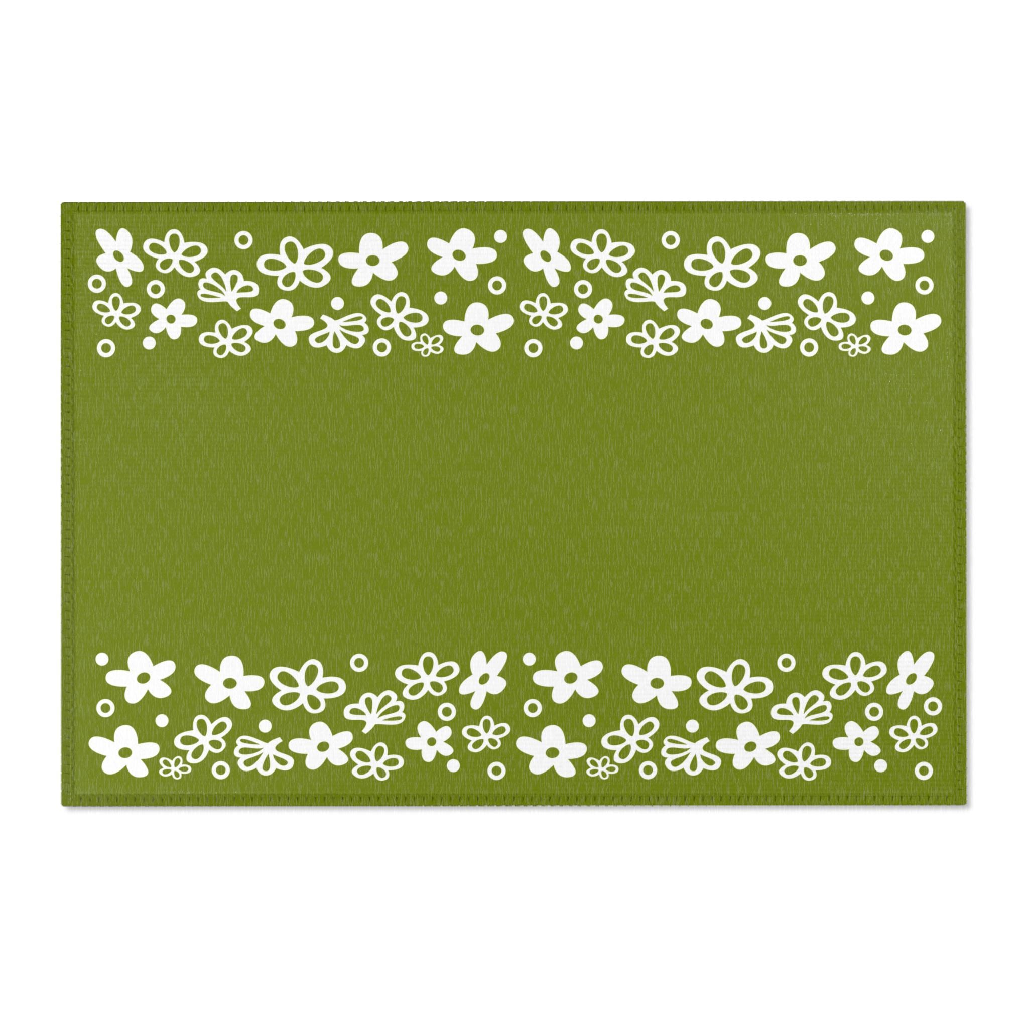 Pyrex Rug Spring Blossom Pyrex Kitchen Rug - Green and White Daisy Flowers ...