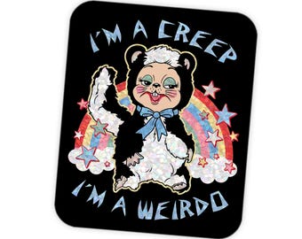 Rushton Rubber Face Skunk I'm a Creep, I'm a Weirdo Glitter Sticker