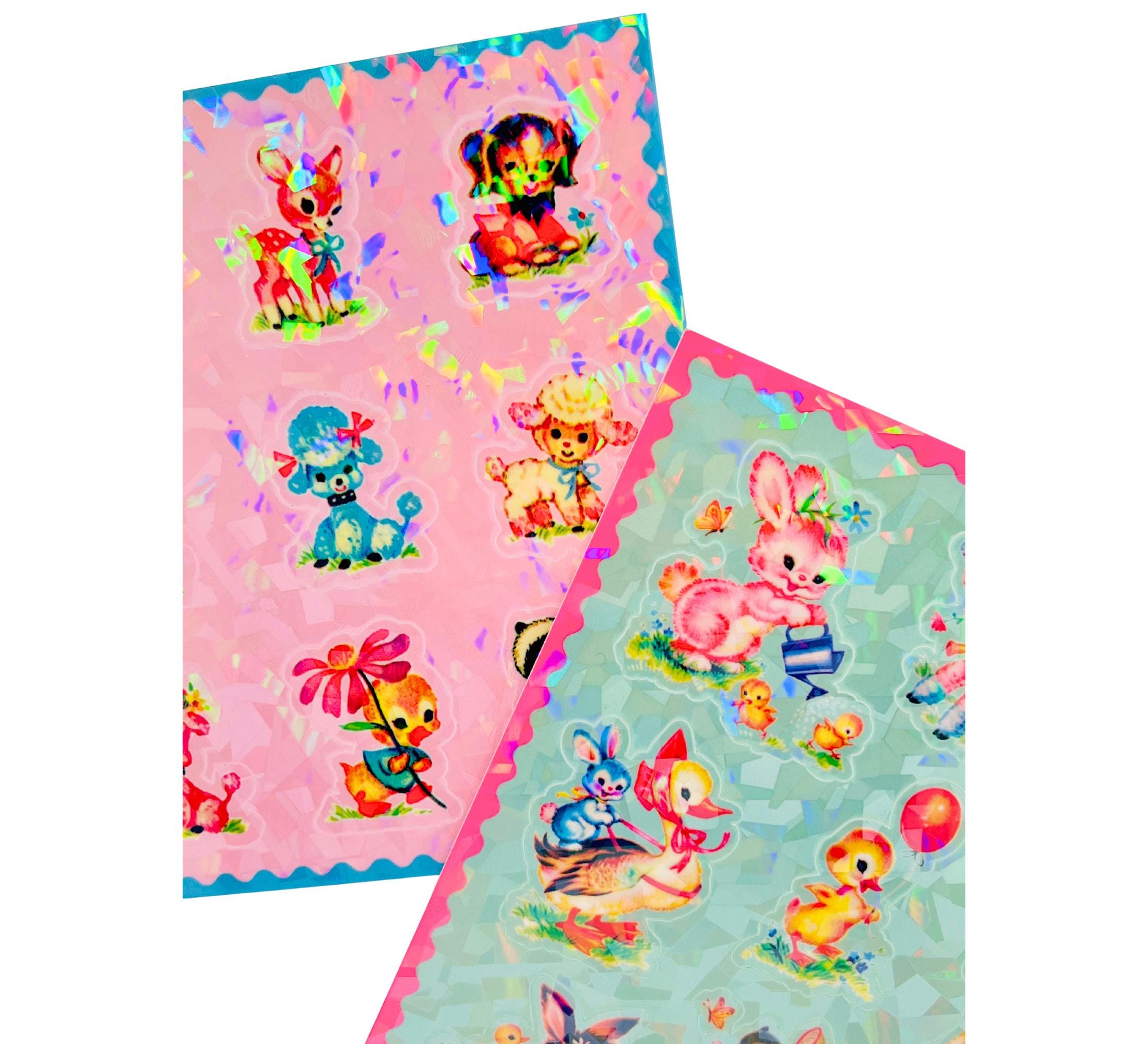 Kitsch Baby Cute Kitschy Critters Sparkly Sticker Sheets - Vintage Retro Kitsch ...
