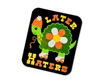 Cute Kitschy Turtle Later Haters Sticker - Groovy Retro Glitter Sticker