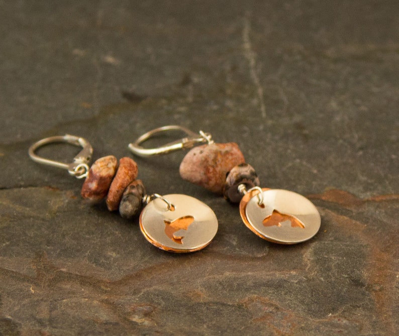 Trout Earrings, Jumping Trout, Trout Jewelry, Fishing Gift, Trout Bum Etsy