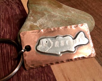 Bass keychain, fish keychain, big mouth bass, Personalized keychain