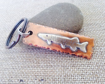 Muskie keychain, fishing gift, Personalized keychain