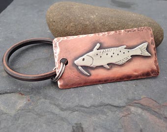 Catfish Keychain, Fishing gift, gift for Dad, Personalized Gift