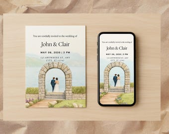 Sjabloon huwelijksuitnodiging (afdrukbaar en mobiel)