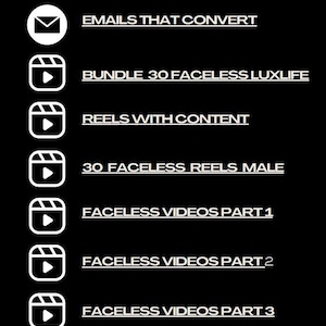 Op de afbeelding: Een zwarte afbeelding met witte tekst en pictogrammen die digitale content promoten. De tekst bevat "CANVA CRASH COURSE", "EMAILS THAT CONVERT" en "100 INSTAGRAM STORIES DESIGN". De afbeelding bevat social media iconen.