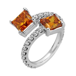3.80 Carat Princess Cut Orange Diamond Ring, 14K White Gold (VS1)
