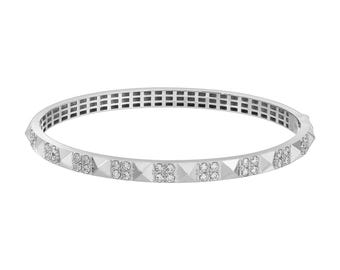 One Carat Round  Lab Diamond Bangle 14K White Gold (E/VS1) Gleaming Infinity
