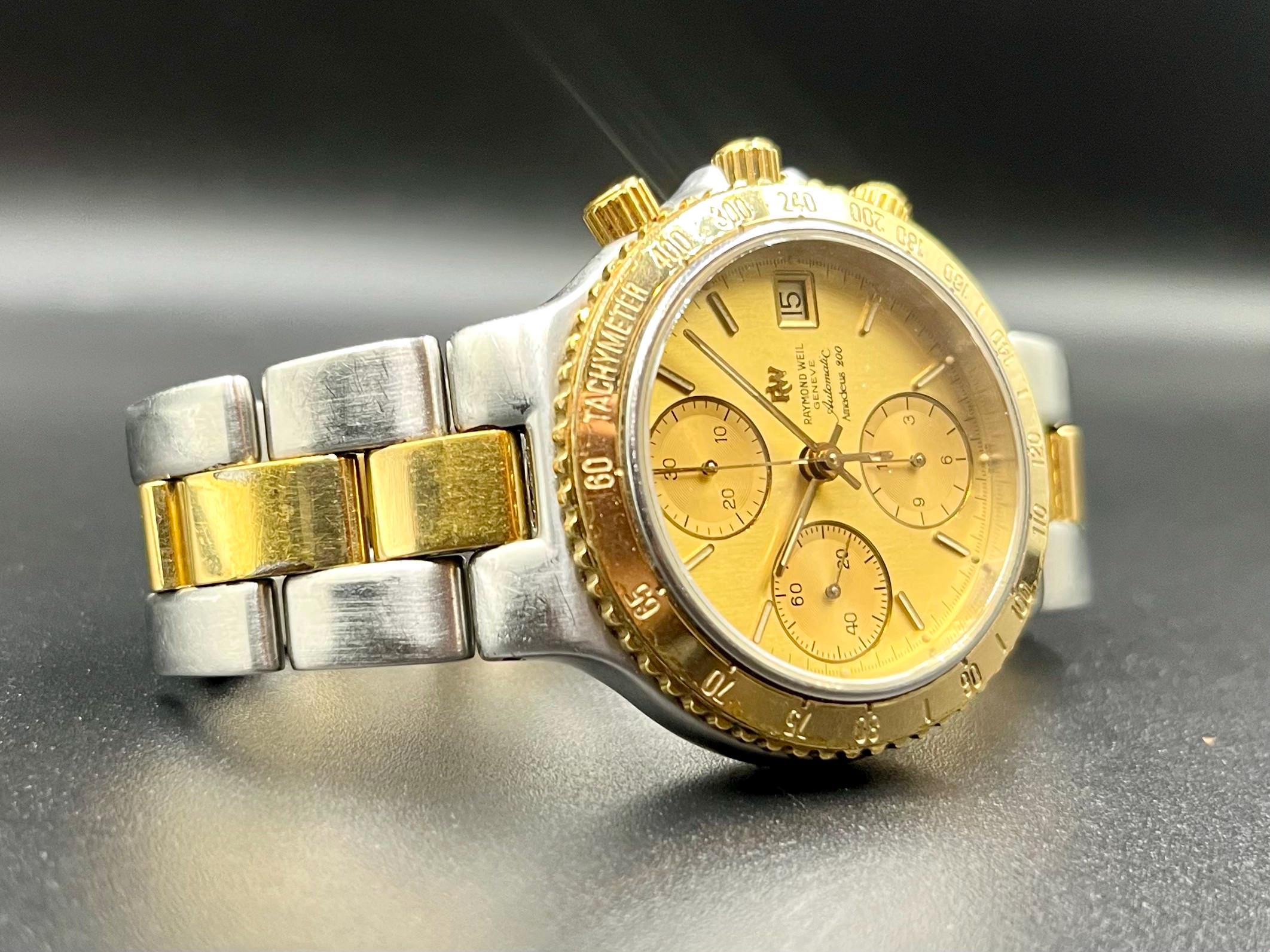 Vintage Raymond Weil Amadeus 200 Chronograph, Two-tone Swiss Watch 