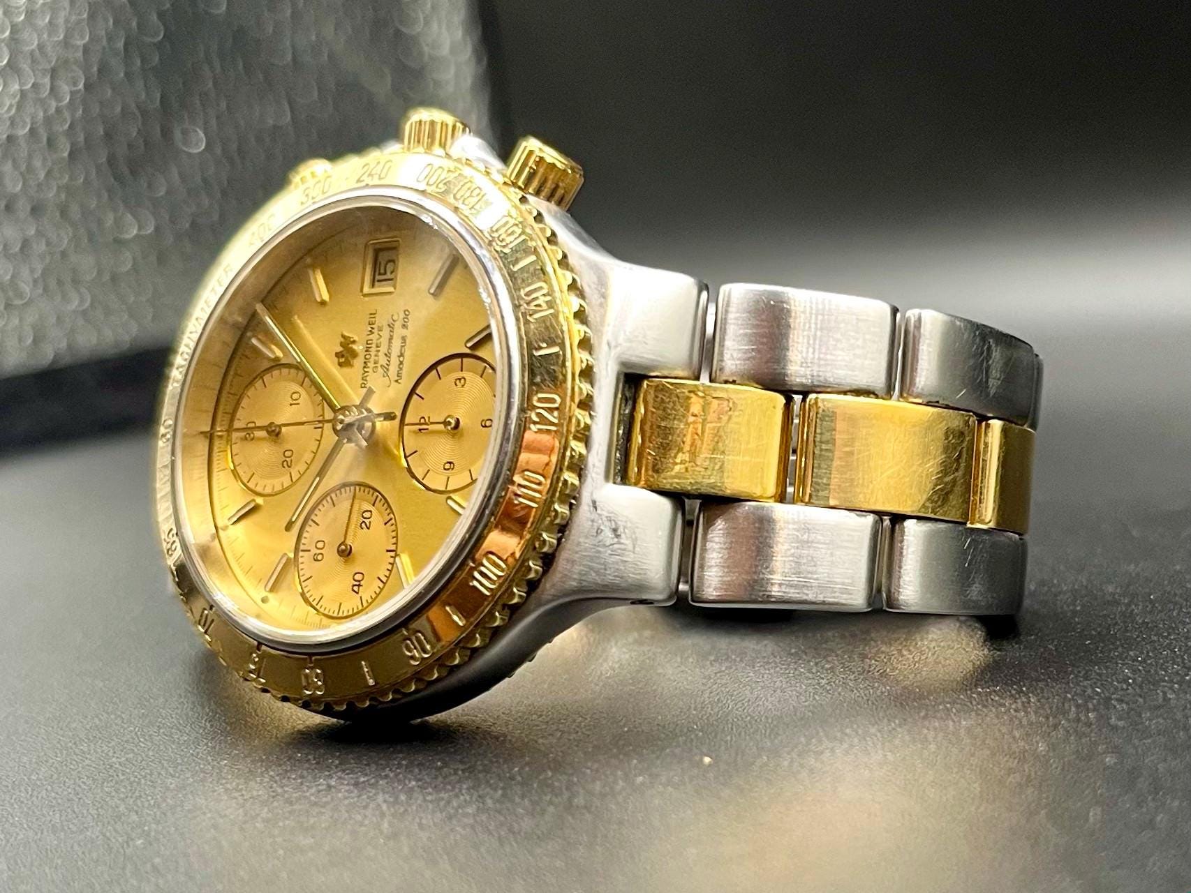 Vintage Raymond Weil Amadeus 200 Chronograph, Two-tone Swiss Watch 