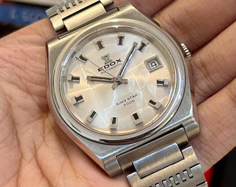 Vintage Edox King Star 3000 – Swiss Automatic Watch – Faceted Crystal – Near Mint – Original Bracelet