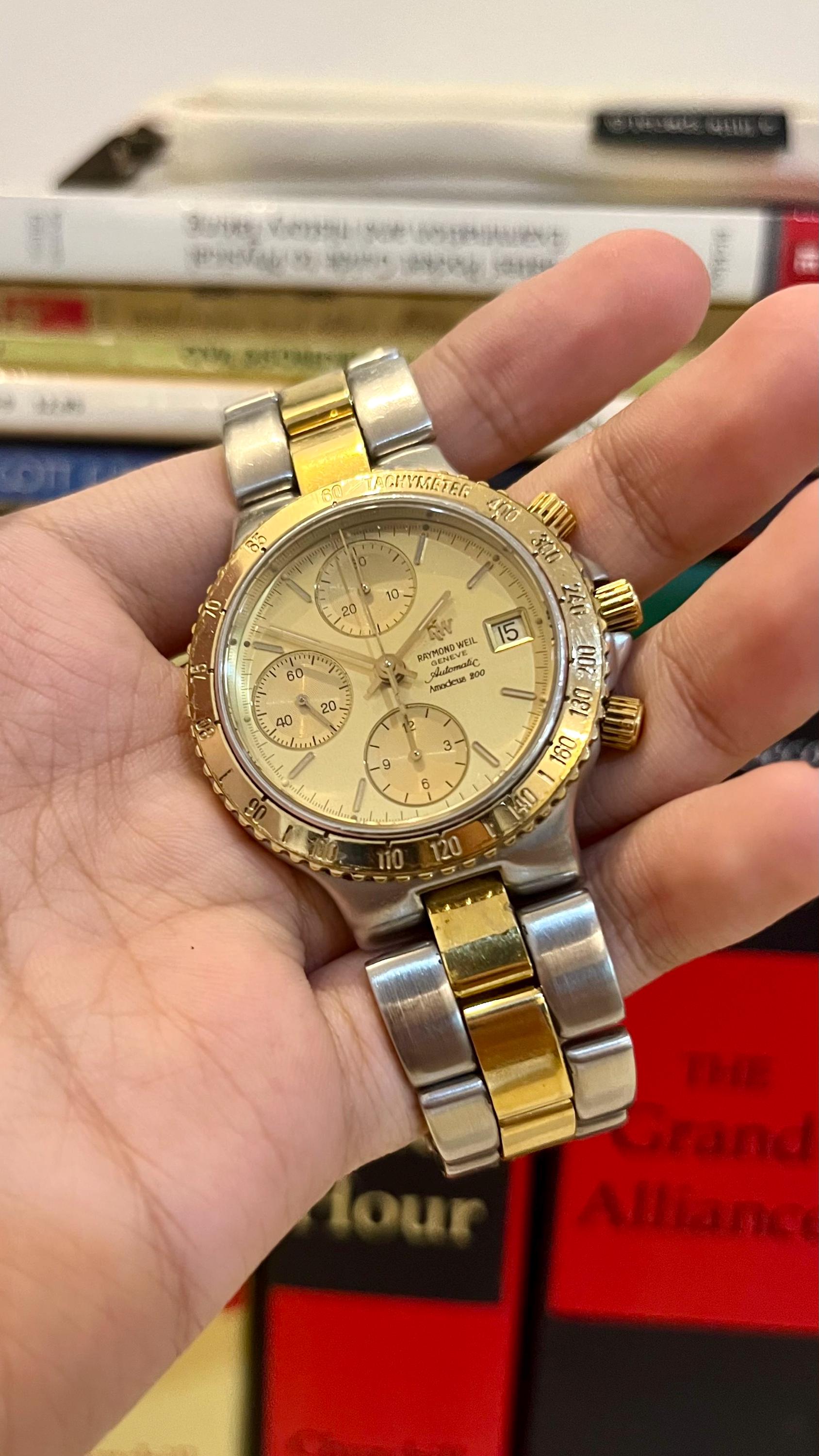 Vintage Raymond Weil Amadeus 200 Chronograph, Two-tone Swiss Watch 