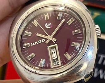 Vintage Rado Cape Horn Automatic Watch – Maroon Dial, 1960s Swiss Made