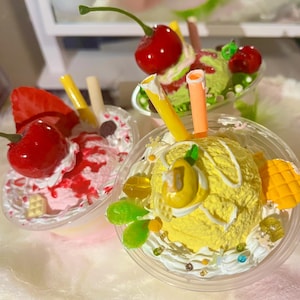 Macha & Strawberry Cupcake Parfait: Original Faux Dessert-Cake-Ice cream-Sundae-Sweet Treats- Chocolate-Marshmallow-Candy-Latte-Drinks-Decor