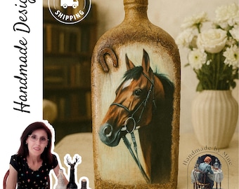 Handmade Textured Art Glass Bottle: Rustic Upcycled Home Decor