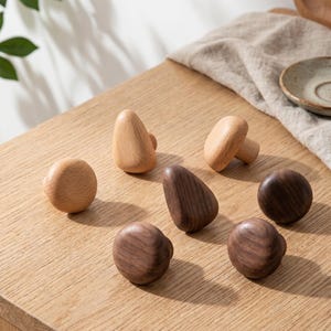 Wood Drawer Knob,Cabinet Pull Handles,Beech Wood Furniture Knob,Walnut Kitchen Drawer Handle, Round Oval Triangle Square,Cabinet Hardware