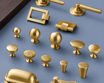 Maniglie e pomelli per mobili in ottone dorato spazzolato, maniglie per cassetti vintage, accessori per mobili