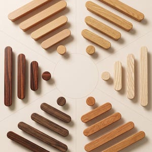 Wood Drawer Pulls, Cabinet Door Handles, Solid Wood Knobs, Kitchen Cabinet Hardware, Dresser Pulls, Wardrobe Handle, Japandi Decor