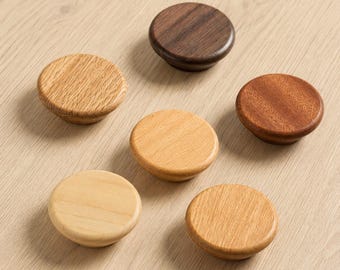 Wood Knobs, Round Cabinet Knobs, Oak Drawer Pulls, Walnut Cabinet Hardware, Maple Dresser Knobs, Natural Wood Furniture Handles