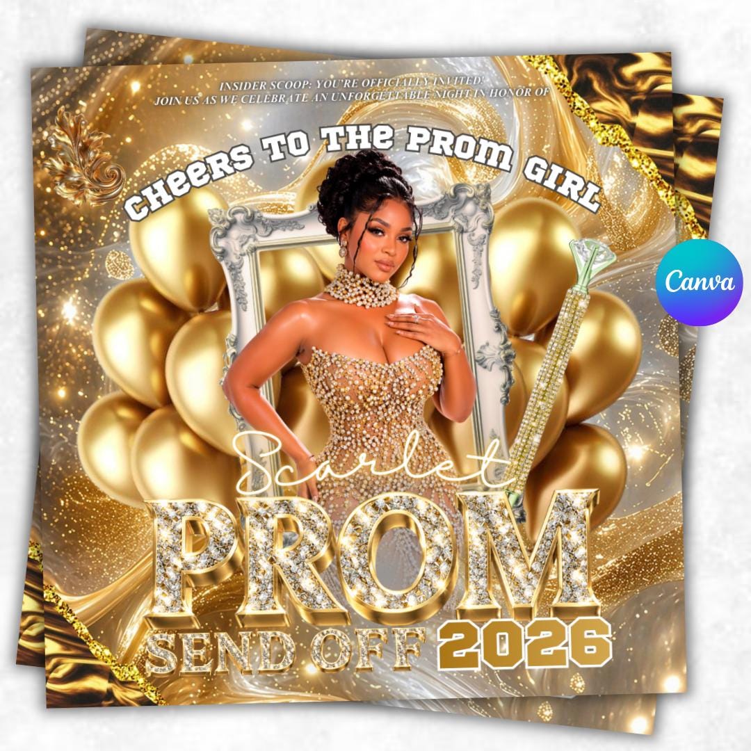 Gold Prom Send off Flyer Template, Prom Queen Flyer, Prom Send off ...