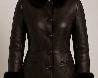 Handgefertigte Vintage Bomberjacke aus Schaffellleder