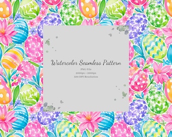 Watercolor Easter Egg Seamless Pattern: Spring Floral Fabric Design (Digital Download)