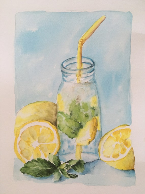 Lemons Original Watercolor Painting Summertime Art Lemon | Etsy