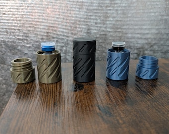3 mL Peptide Vial Case – 3D Printed Screw-Top Protective Holder for Small Glass Vials, Spiral Flutes