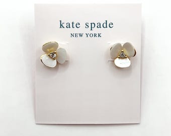 KS089-Kate Spade white flower earrings