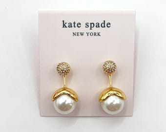 KS005-Kate Spade crystal and pearl earrings