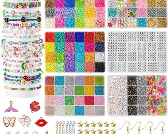 16000pcs Friendship Bracelet Kit with Seed Beads, Clay Beads & Letter Charms