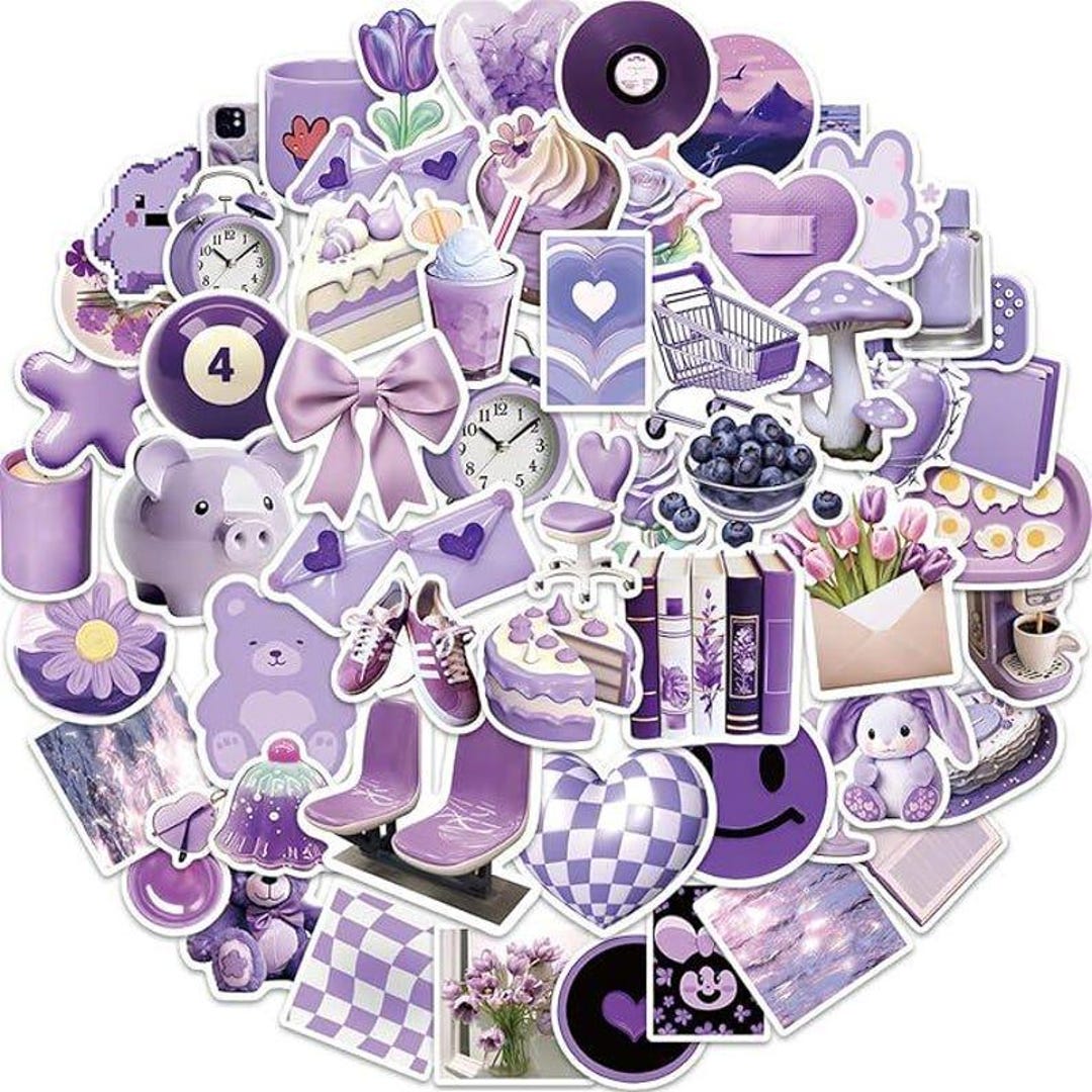 Sticker Stetic 50PCS Purple Aesthetic Stickers for DIY Laptop Water Bottle Teens Decor ...