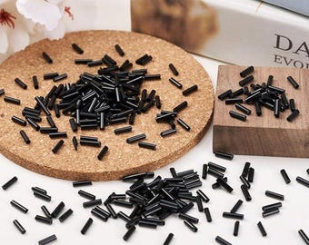 Black Glass Bugle Beads, Jewelry Making Spacers (1250 Pcs)