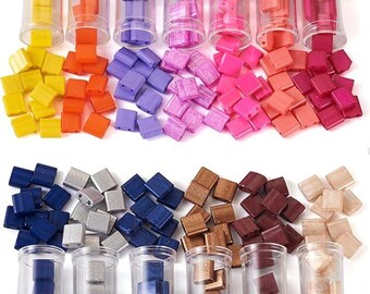 260pcs 5mm Tila 2-Hole Glass Beads Rainbow Mini Square Beads for DIY Jewelry & Crafts