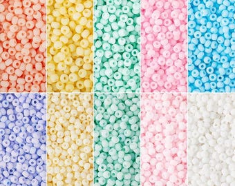 6500pcs 2mm Glass Seed Beads for Jewelry Making 12/0 Pastel Candy Color