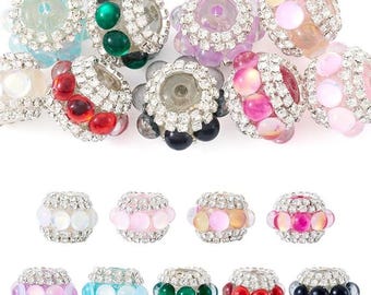 9pcs Rainbow Acrylic Rhinestone Beads Sparkling Focal Beads for DIY Pens, Jewelry & Crafts