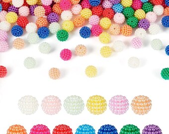 195pcs Rainbow ABS Plastic Bubblegum Beads 12mm – Colorful Berry Spacer Beads for DIY Jewelry