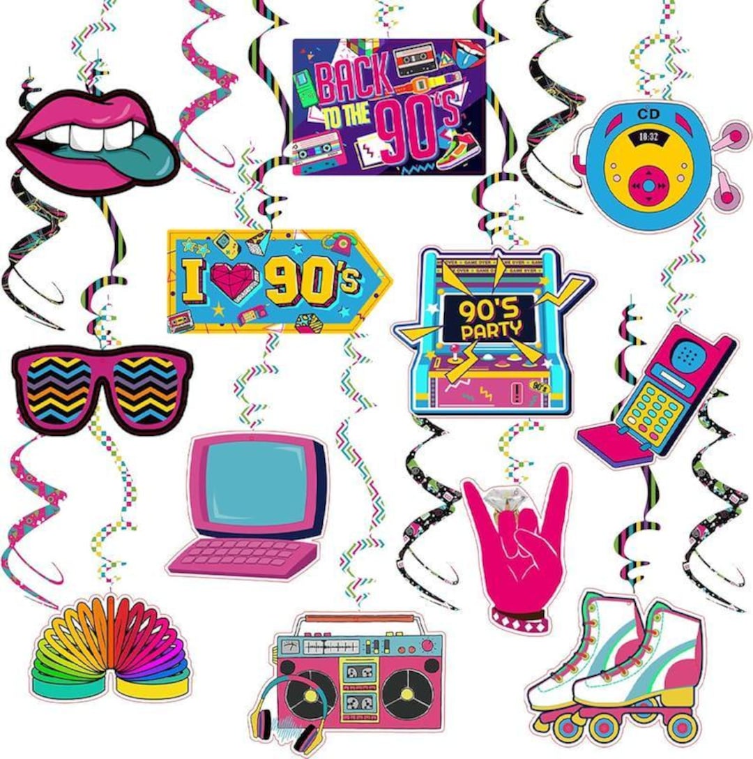 90s Theme Party Decorations Throwback 90's Party Colorful 1990s Hip Hop ...