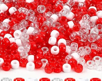 1200pcs Red White Christmas Pony Beads for DIY Jewelry and Crafts