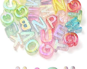 90 Pcs Rainbow Acrylic Alphabet Letter Beads DIY Bracelet & Jewelry Making Kit