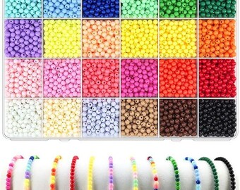 4800pcs 4mm Acrylic Round Beads 24-Color Rainbow Bulk Beads for DIY Jewelry & Crafts