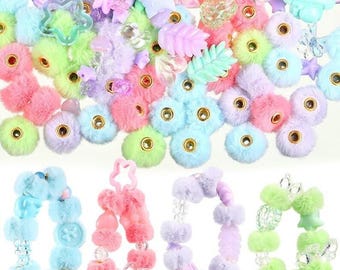 250-310 Pcs Fluffy Acrylic Beads Kit Heart, Star, Bow, Flower Beads for Jewelry Making