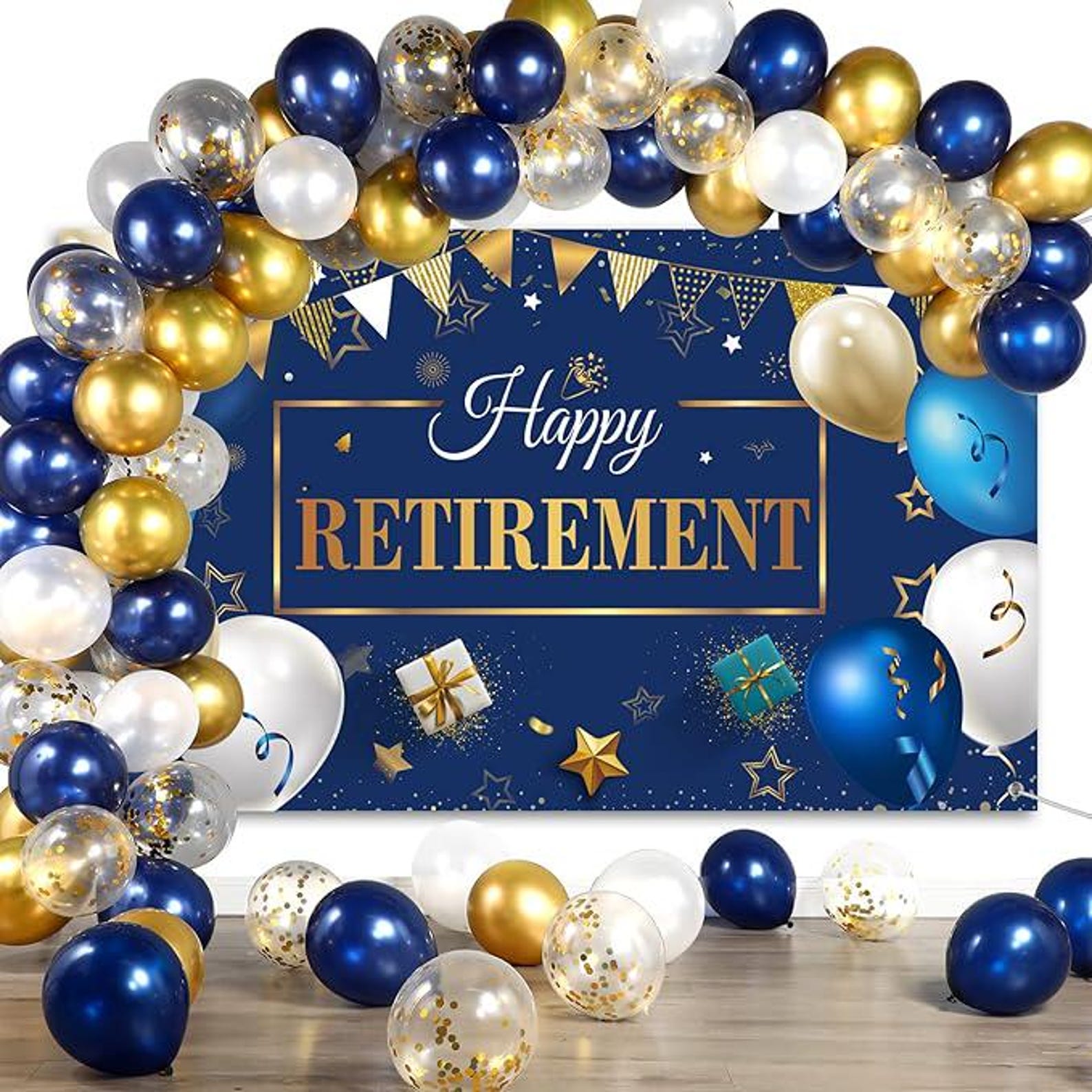 Retirement Party Decoration Include Navy Blue Confetti Balloon Set ...